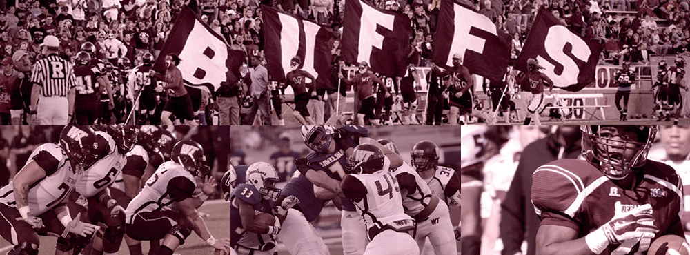 Collage photo of WT Buffalos football games